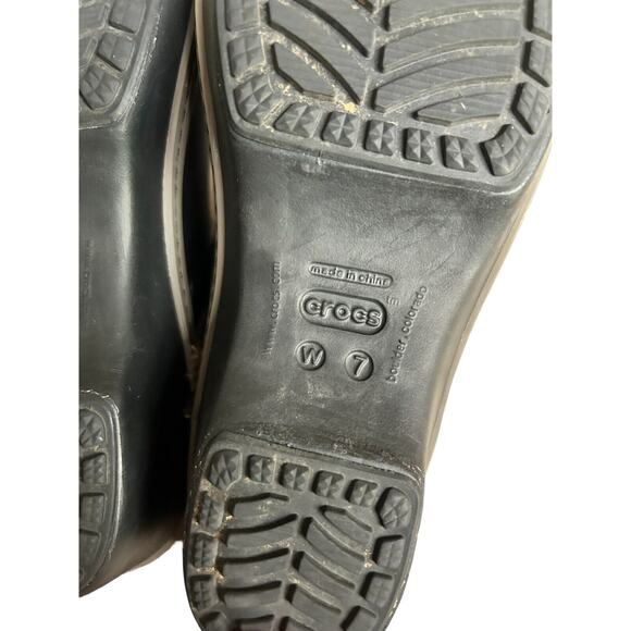 Crocs Women's Size 7 Brown Cobbler Eva Faux Fur Lined Clogs Mules Shoes EUC - Picture 11 of 13